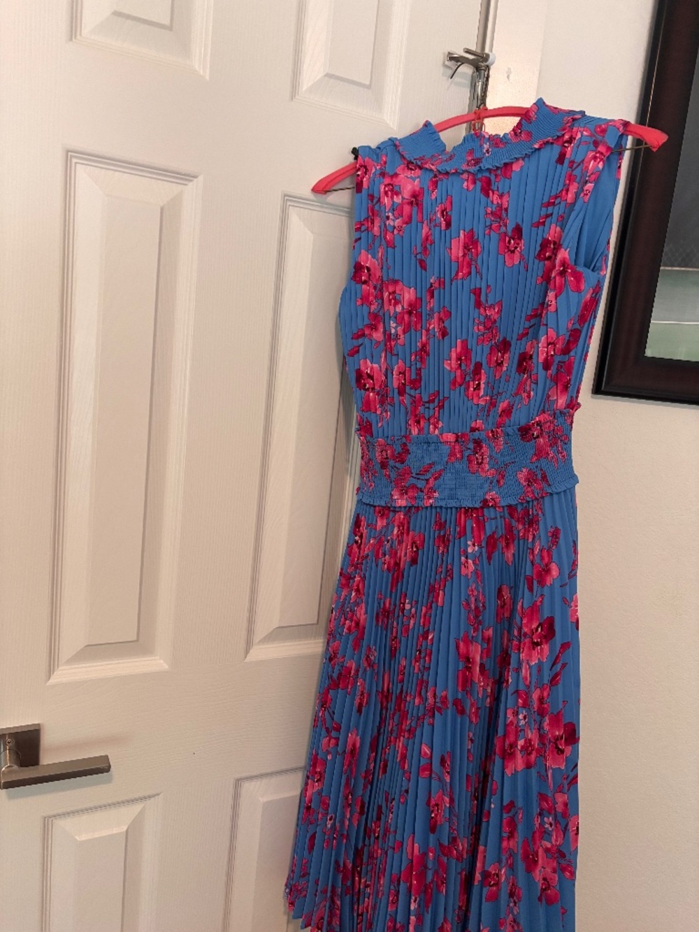 Nanette Lepore Women's Smocked High Neck Pleated Floral Midi Dress